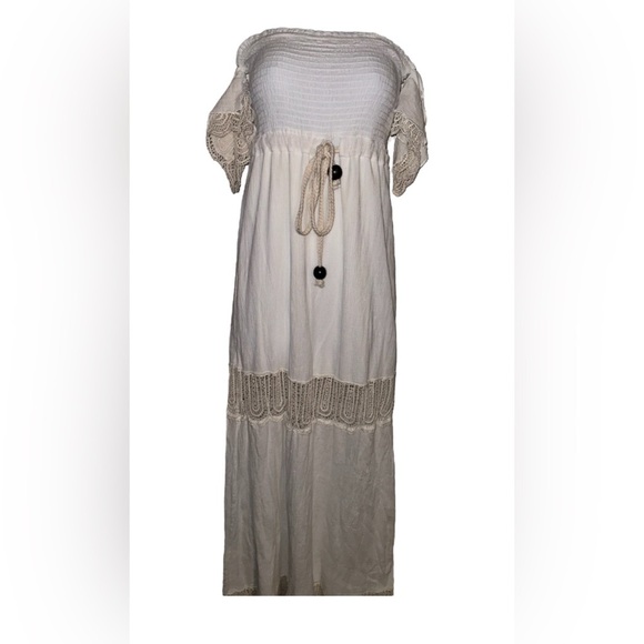 Vanja couture boutique brand SIZE M Maldivian goddess long maxi beige NWT - Picture 3 of 6